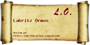 Labritz Ormos névjegykártya